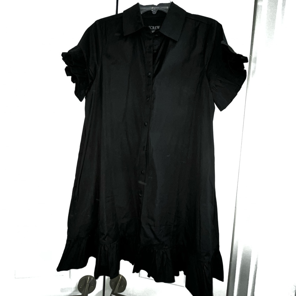 JCrew black ruffle hem shirt dress - size small. New with tags